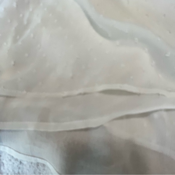 Democracy Peasant Blouse Womens Medium Off Wite Tassel Embroidered Sheer - Picture 9 of 12